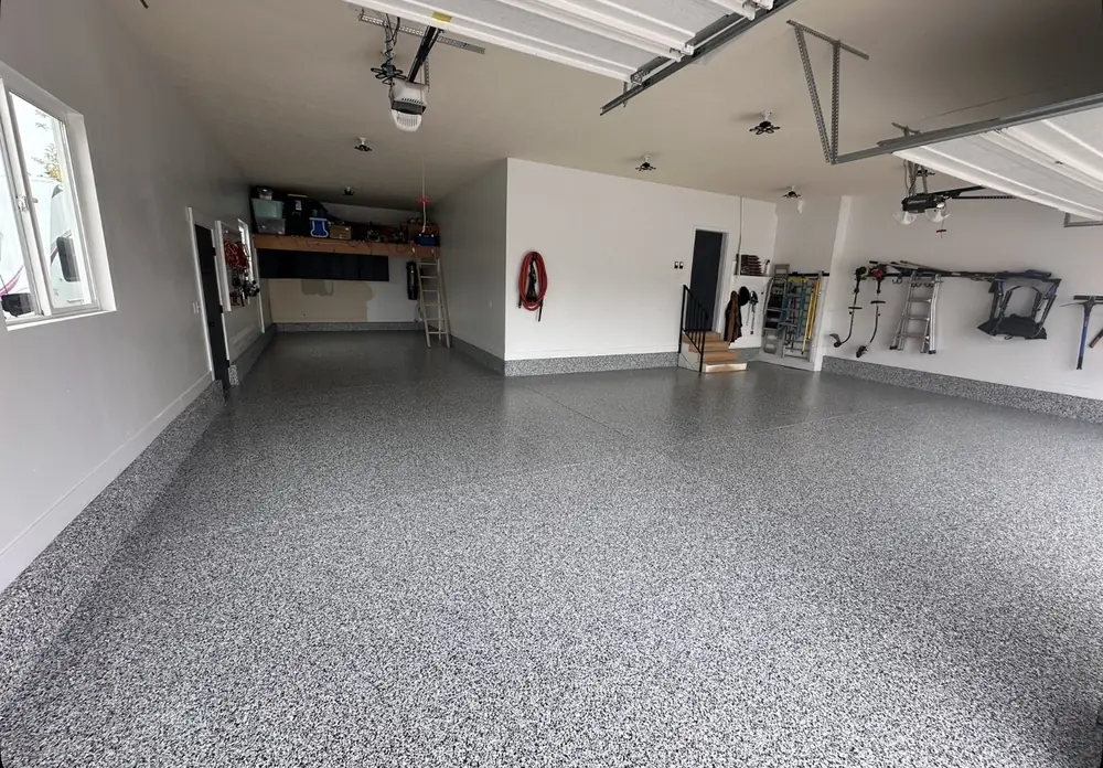 Flake style epoxy garage floor coating Billings Montana
